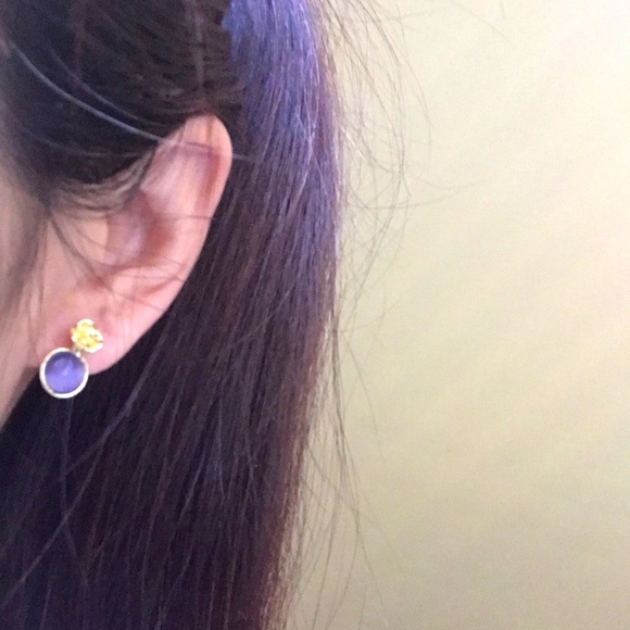 Retro Purple Alloy Opal Earring - Picture 7 of 7